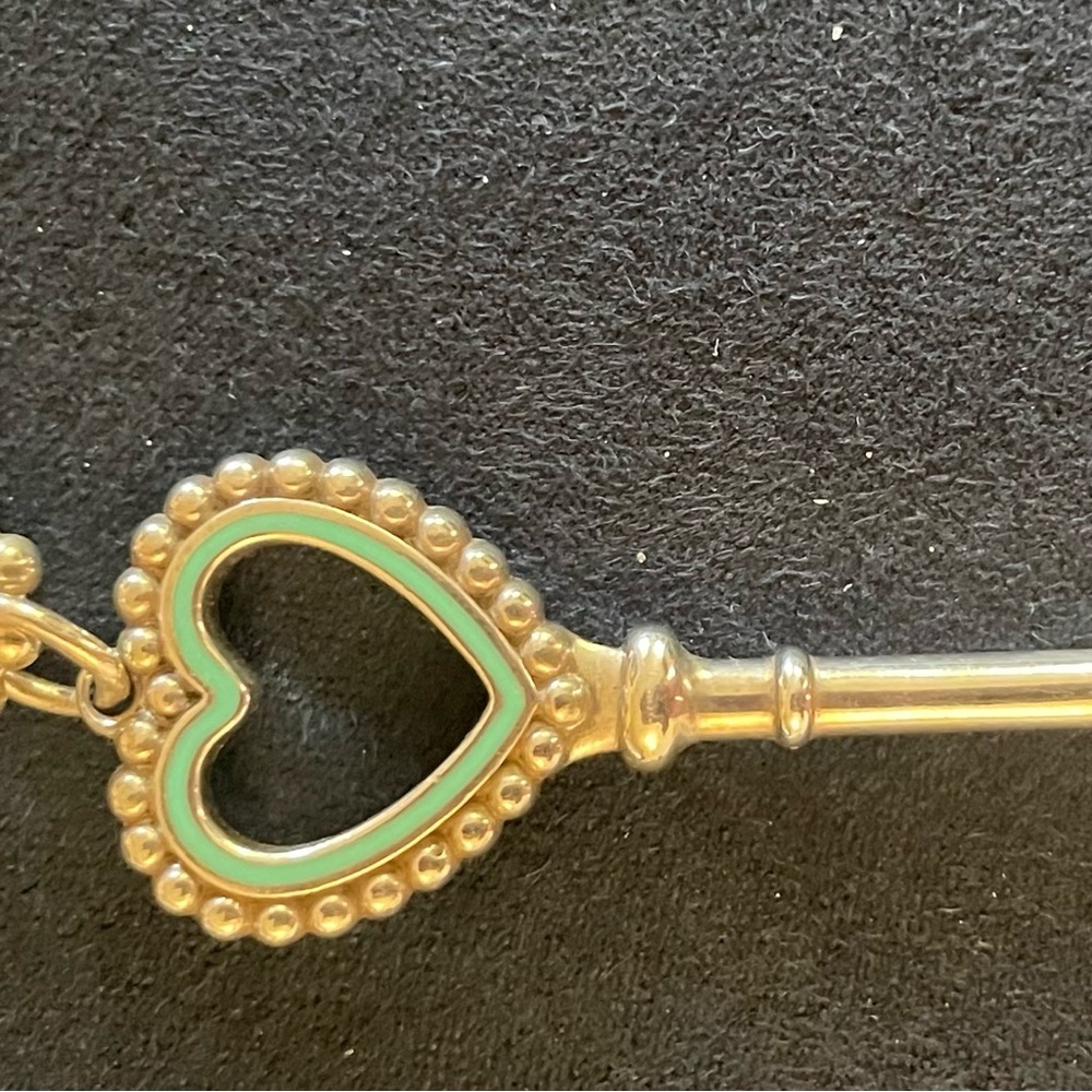 Sterling Silver Blue Enamel ‘Tiffany Keys’ Heart Key Pendant